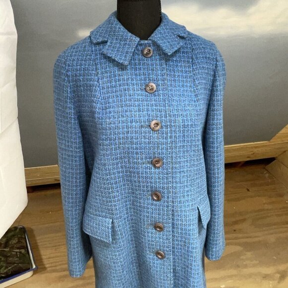 Vtg Rare Harris Tweed Wool Coat Womens Sz Medium? Aqua, Green And Blues 1 Owner - Picture 3 of 16